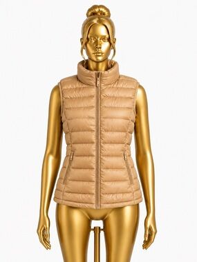 ZeroXposur Gold Beige Bubble Vest L - NWOT Puffer Style Zipper Front